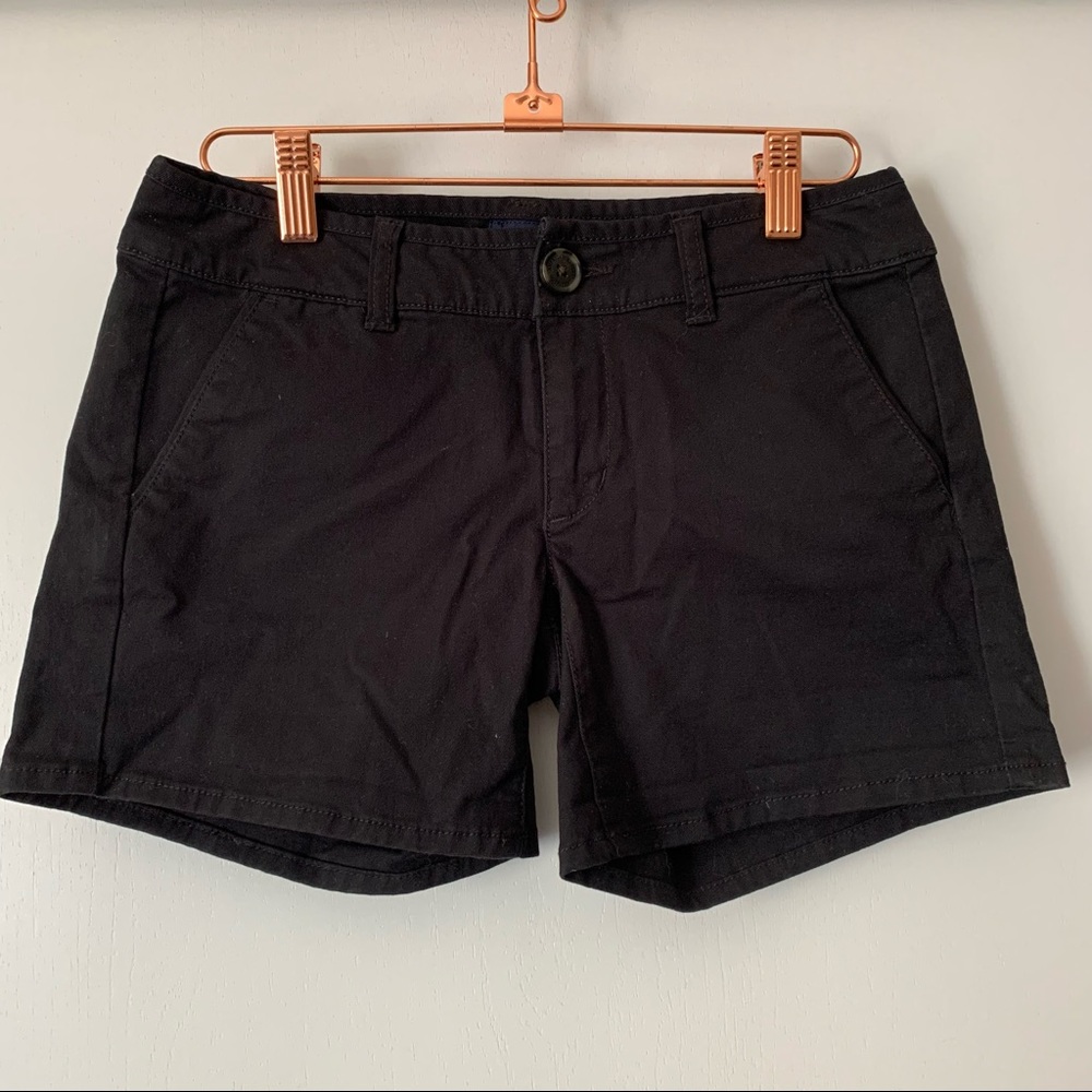 NEW American Eagle Black Twill Midi Shorts
